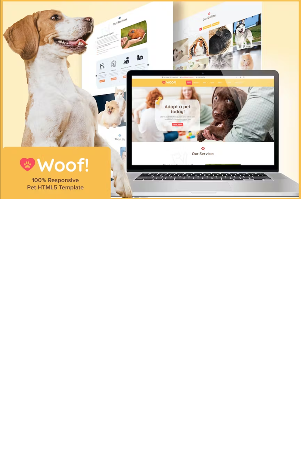 Free Pet Animal Website Template pinterest preview image.