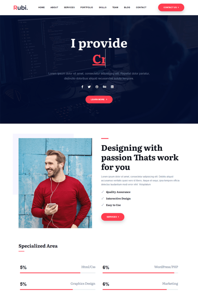 Free Creative Personal Portfolio HTML Template - MasterBundles