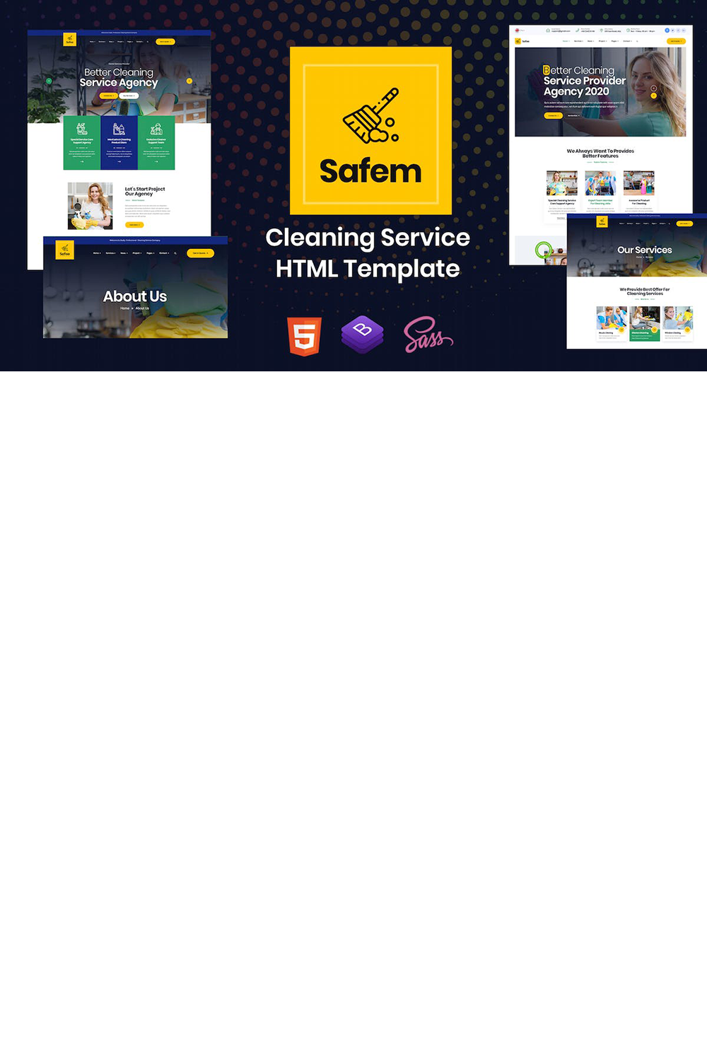 Free HTML Template for Cleaning Service pinterest preview image.