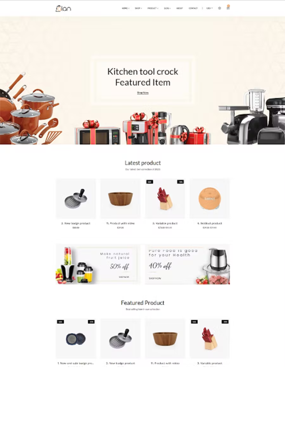 Free Kitchen Accessories Bootstrap 5 HTML Template pinterest preview image.