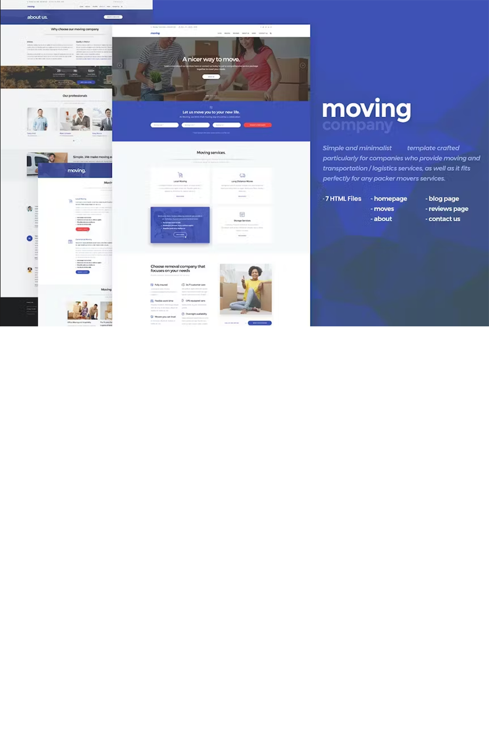 Free Moving Company Website Template pinterest preview image.