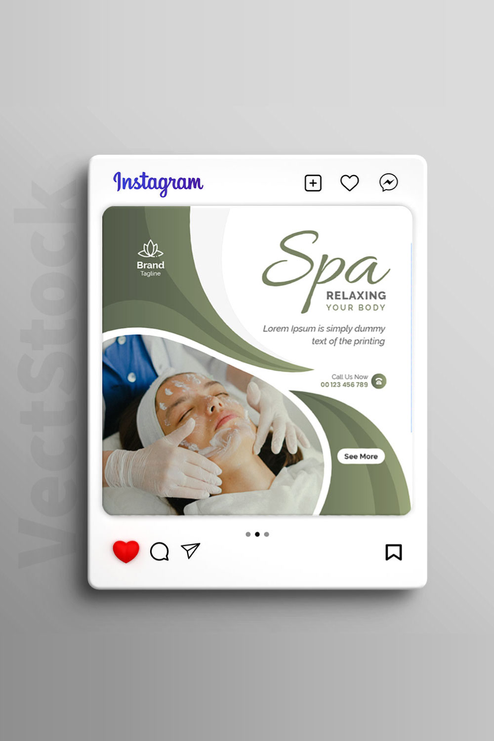 Wellness and spa instagram post template pinterest preview image.