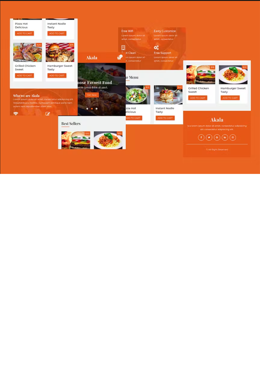 Free Mobile Template for Food Cafe and Restaurant Template pinterest preview image.