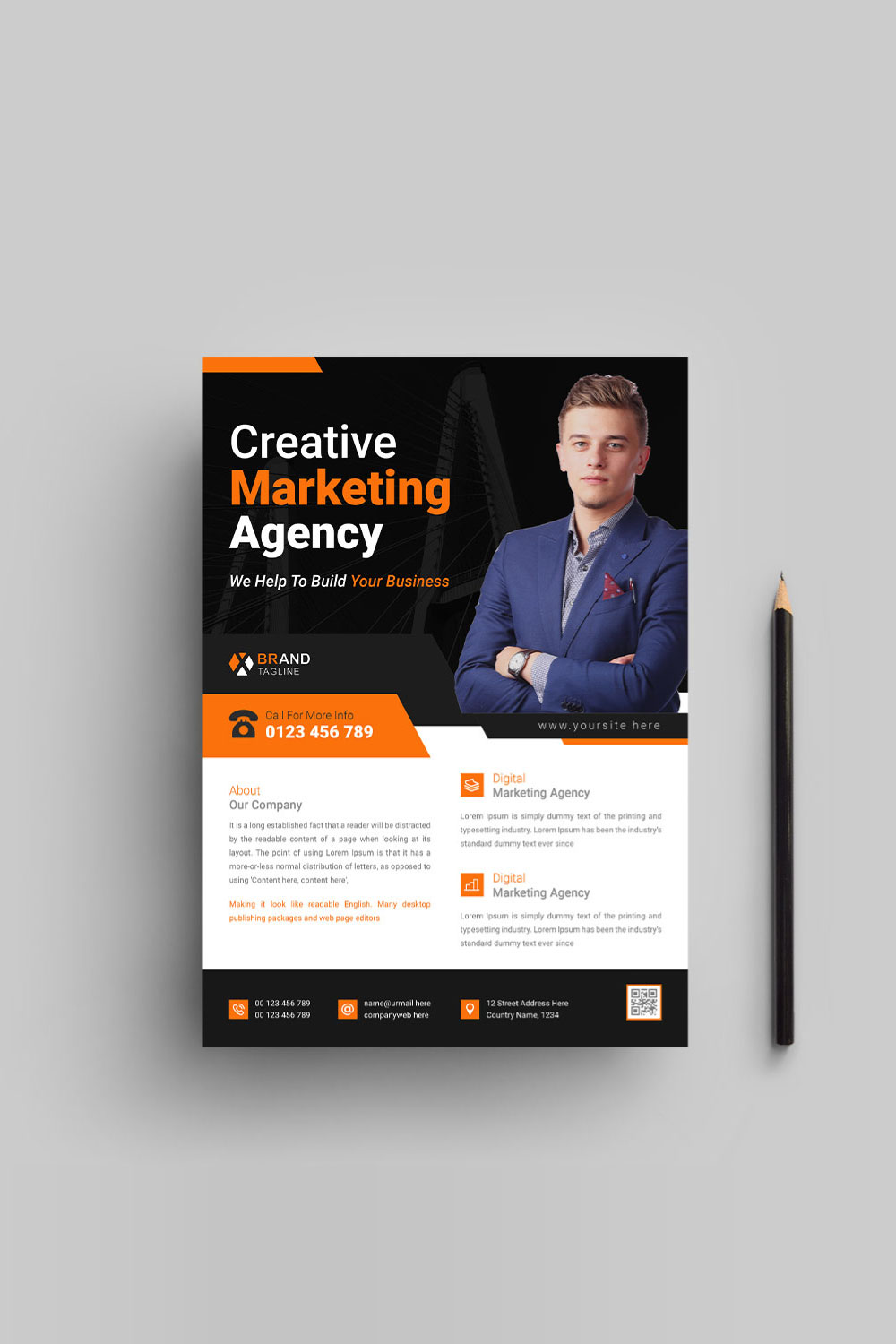Business flyer template pinterest preview image.