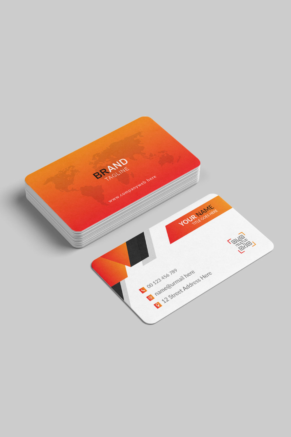 Clean business card design template pinterest preview image.