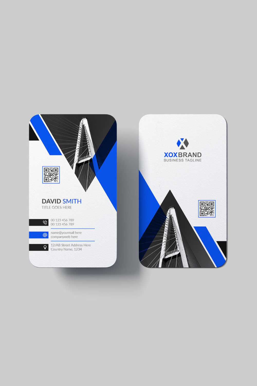 Professional vertical business card design template pinterest preview image.