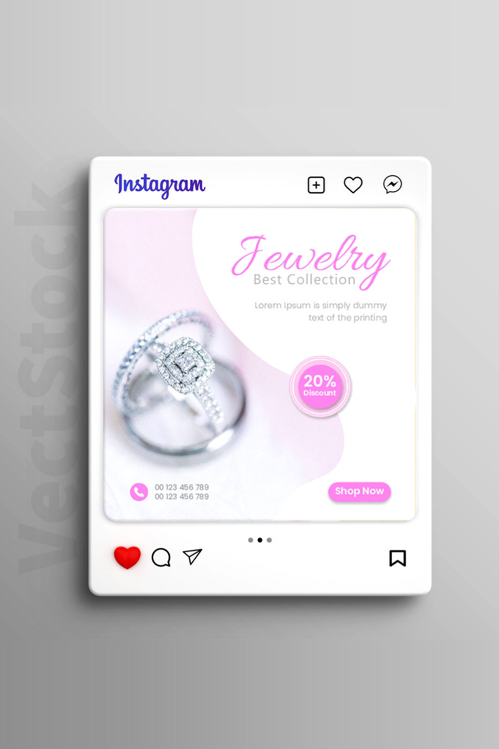 Jewelry collection service social media post banner template pinterest preview image.
