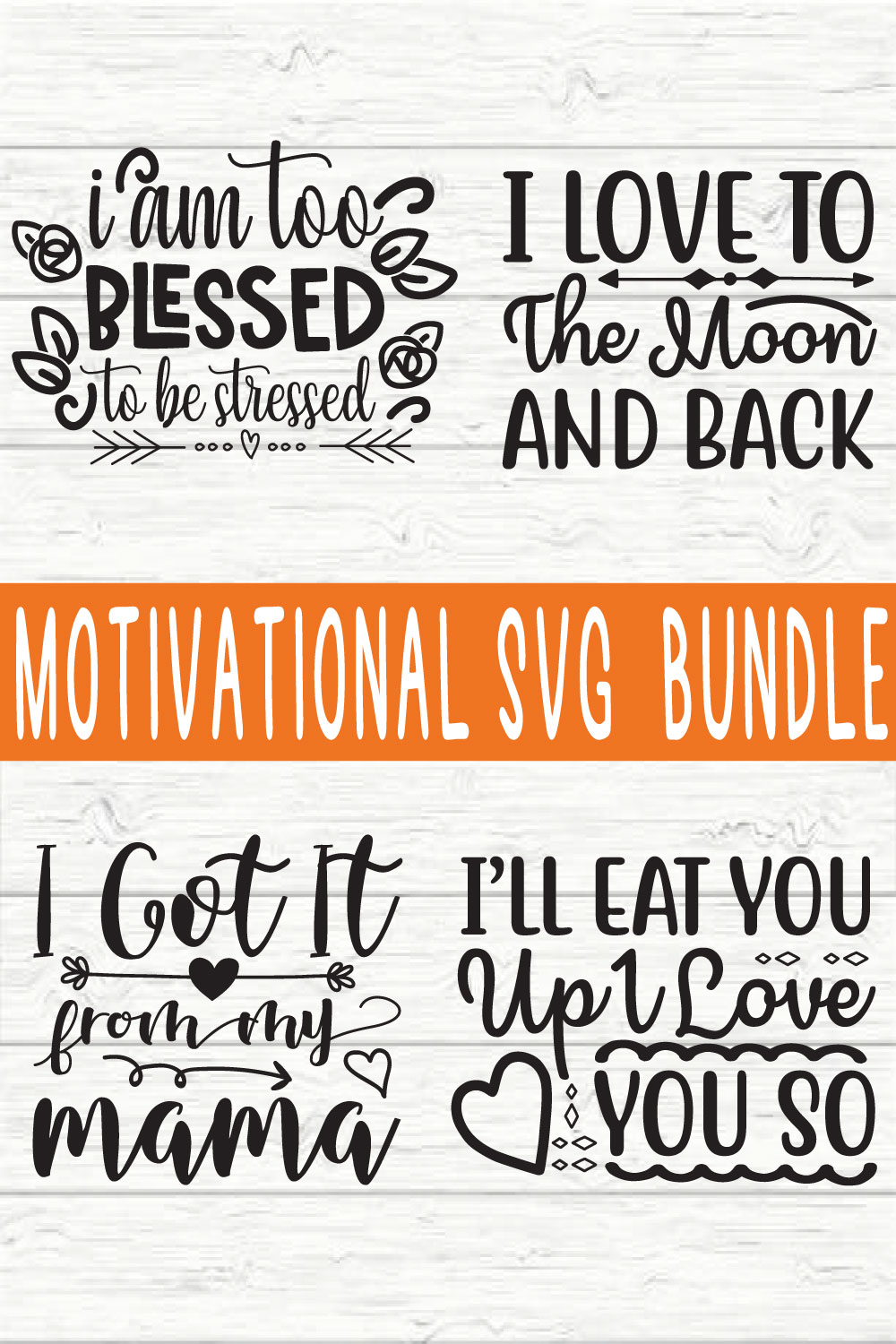 Motivational Svg Bundle vol 21 pinterest preview image.