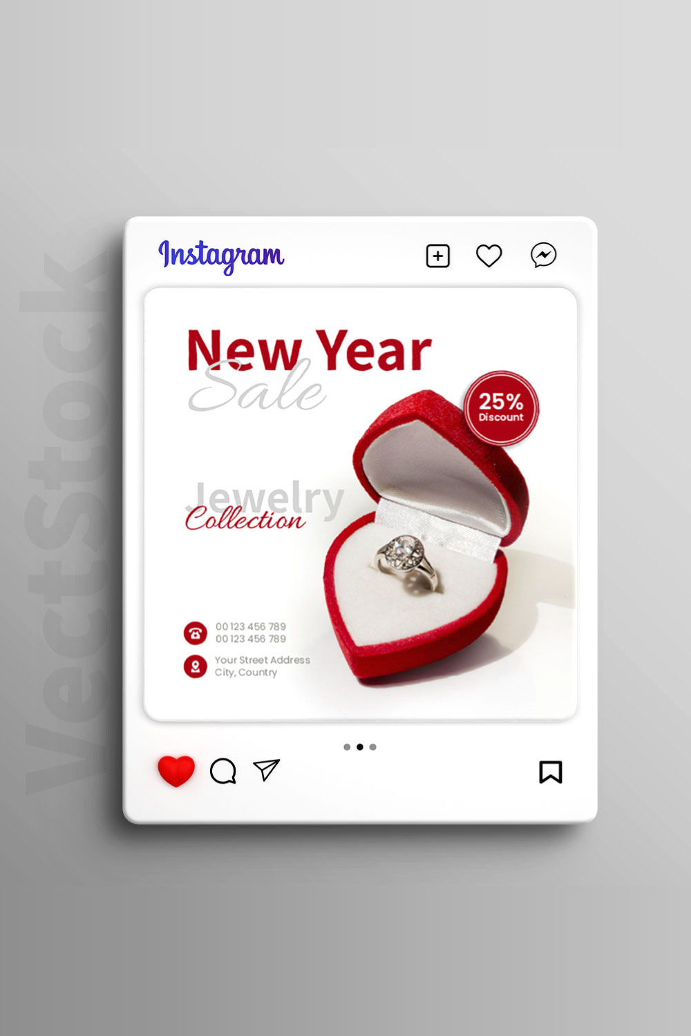 Luxury jewelry sale social media template design pinterest preview image.