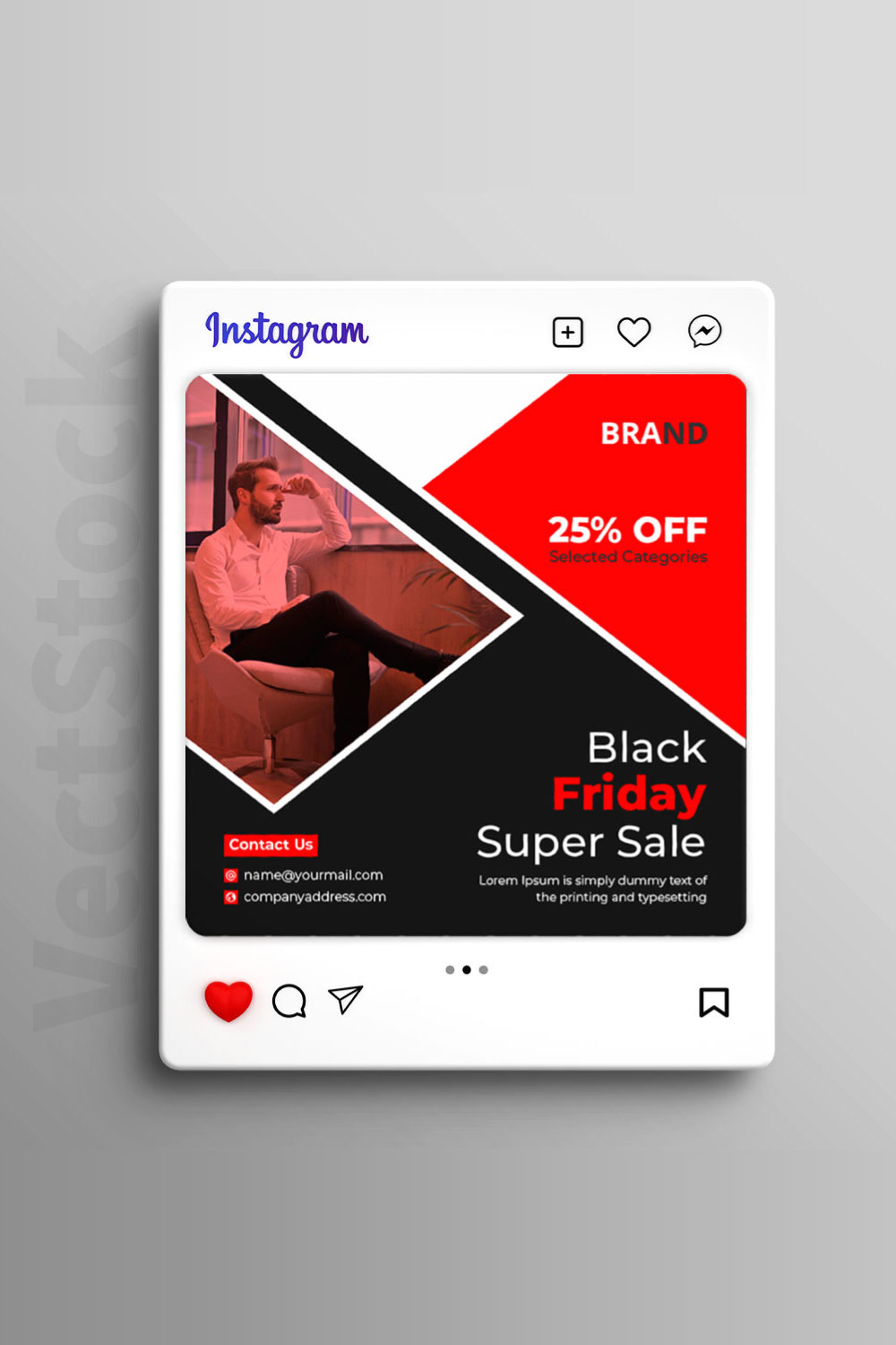 Black Friday sale social media Instagram post and banner template design pinterest preview image.
