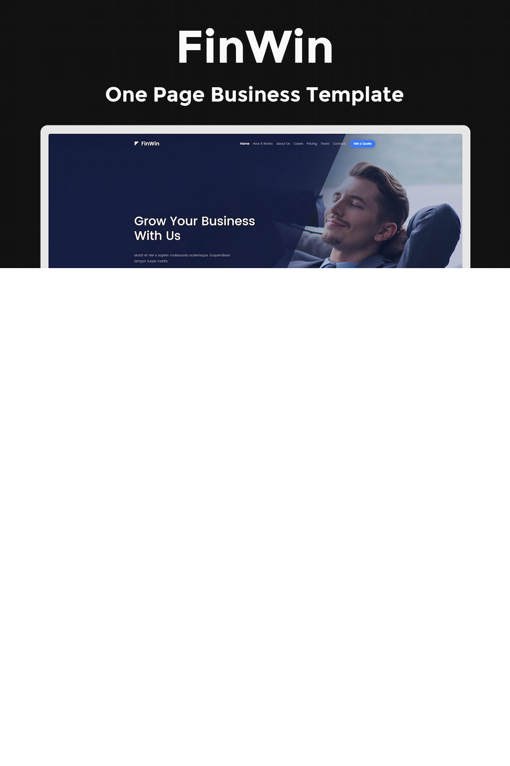 Free FinWin One Page Business Finance Template pinterest preview image.