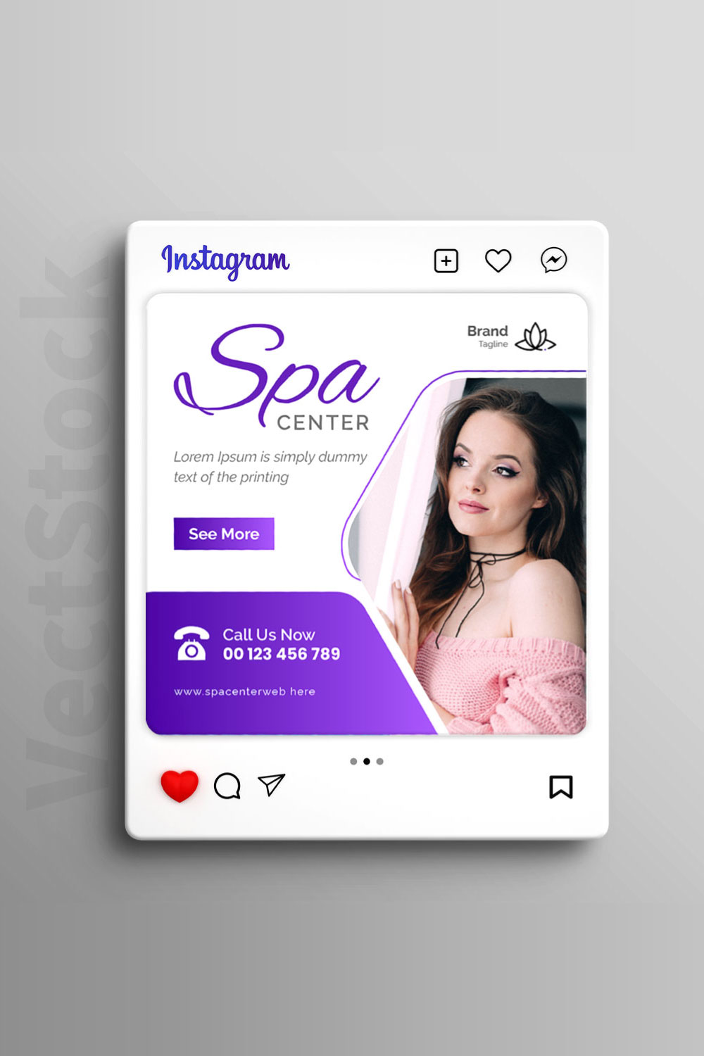 Spa social media post template pinterest preview image.