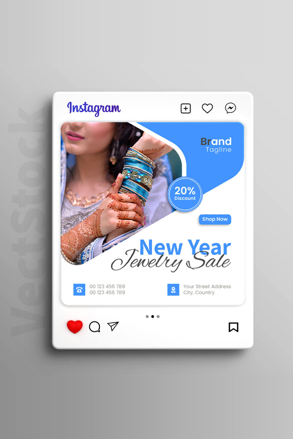Jewelry sale store promo social media instagram post banner template pinterest preview image.