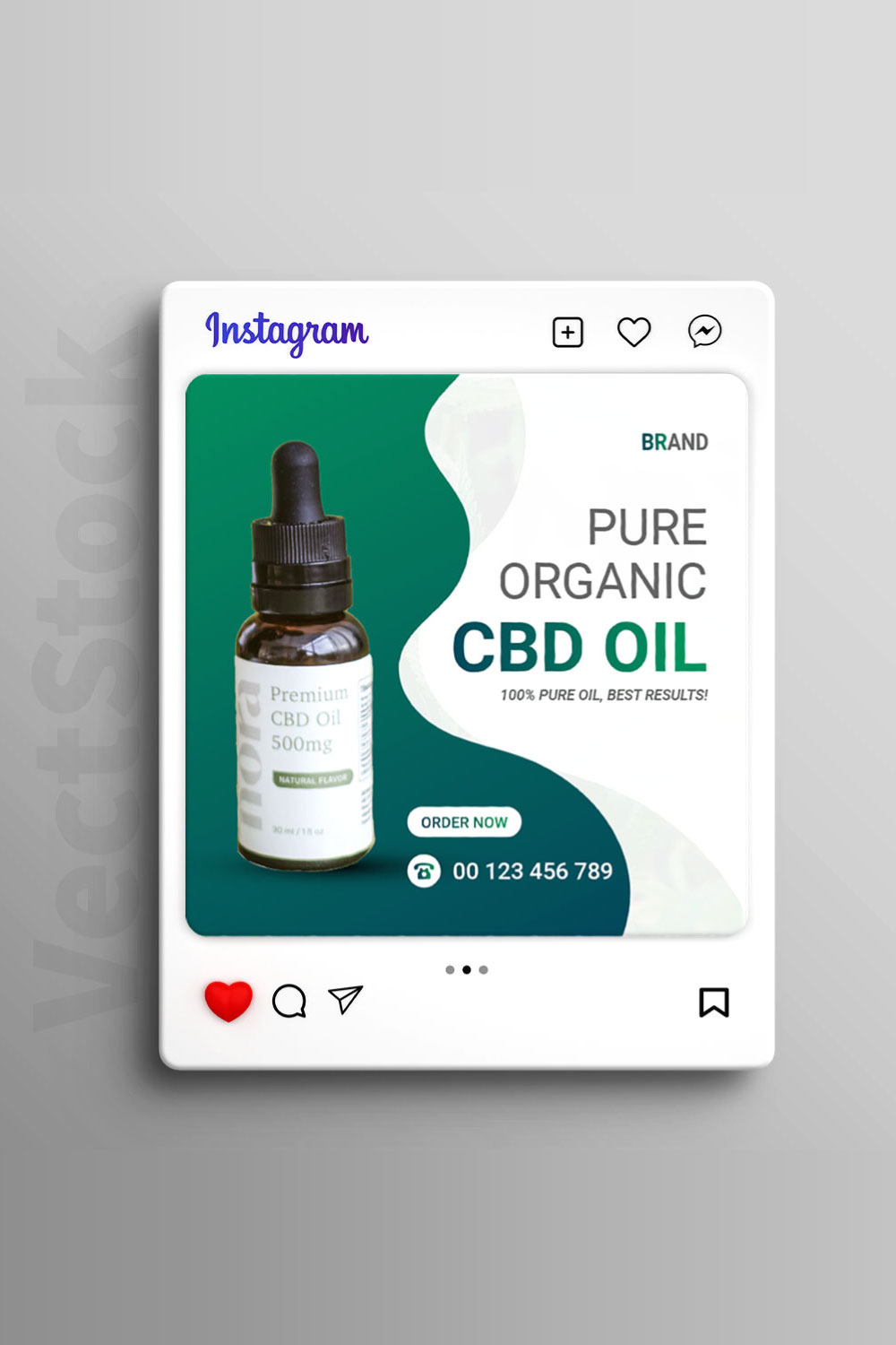 Pure hemp oil social media instagram post template pinterest preview image.