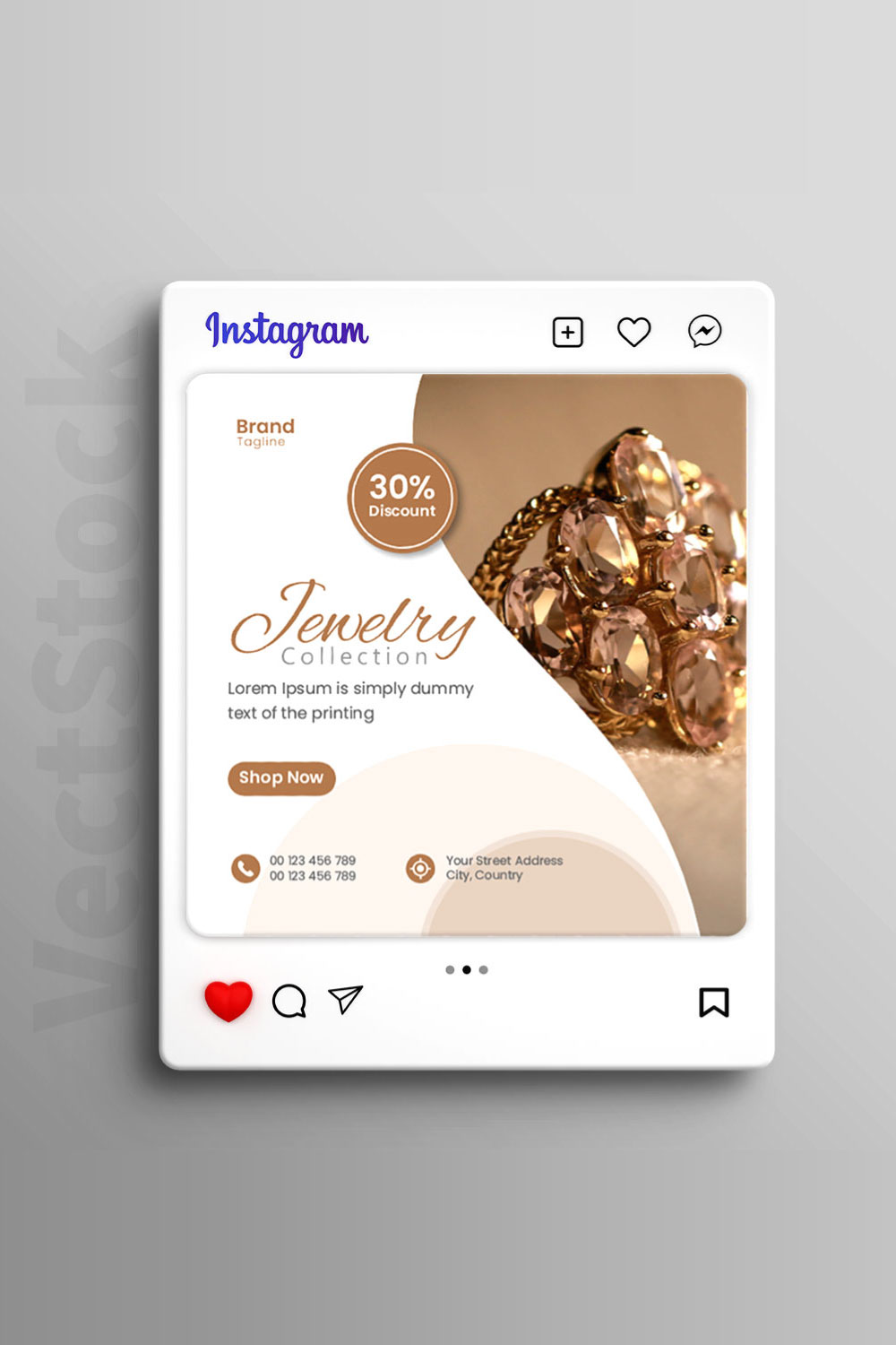 Jewelry sale social media Instagram post template pinterest preview image.