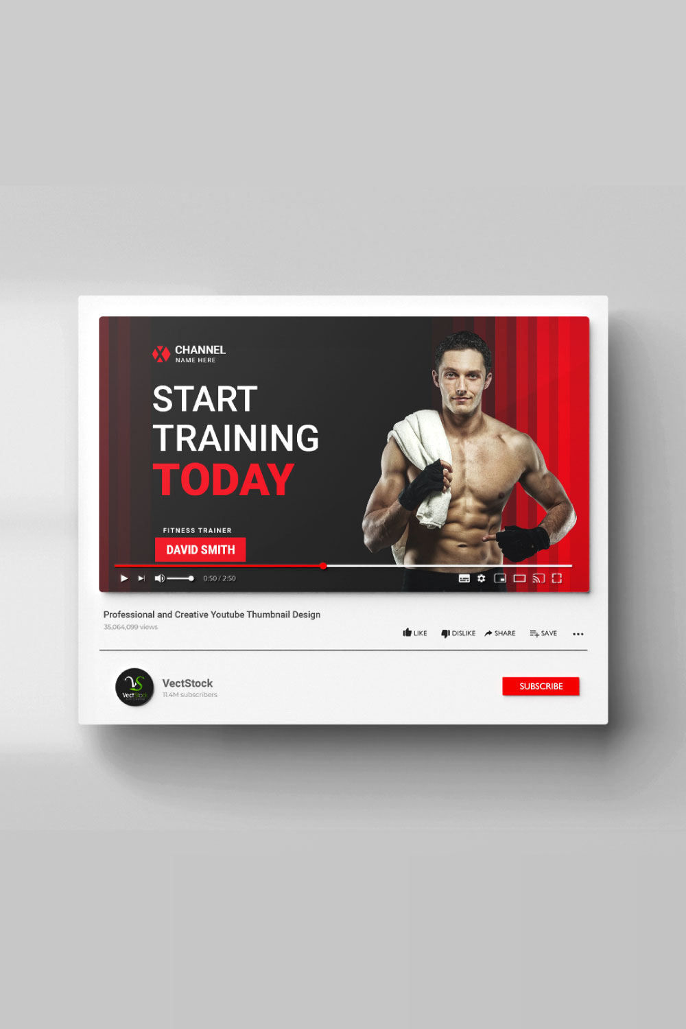 Gym fitness Youtube thumbnail banner design template pinterest preview image.
