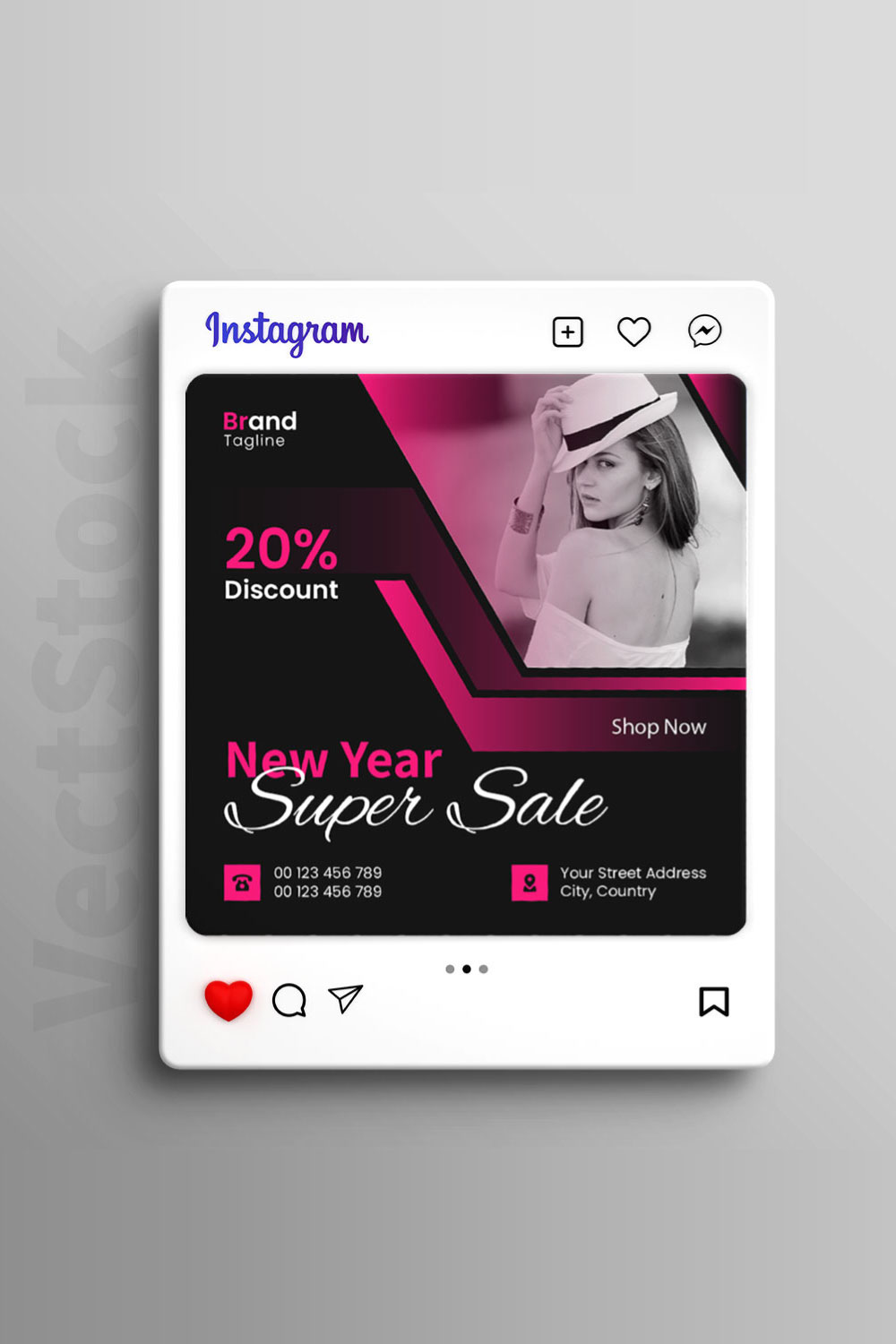New year super sale social media instagram post template pinterest preview image.