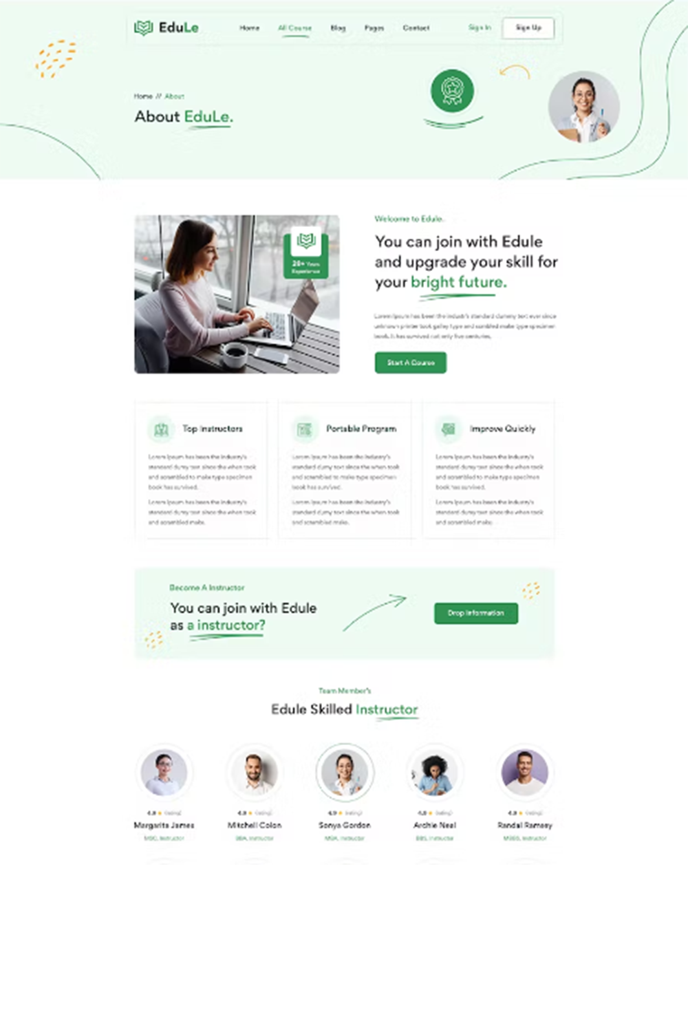 Free Edule Elearning Website Template pinterest preview image.