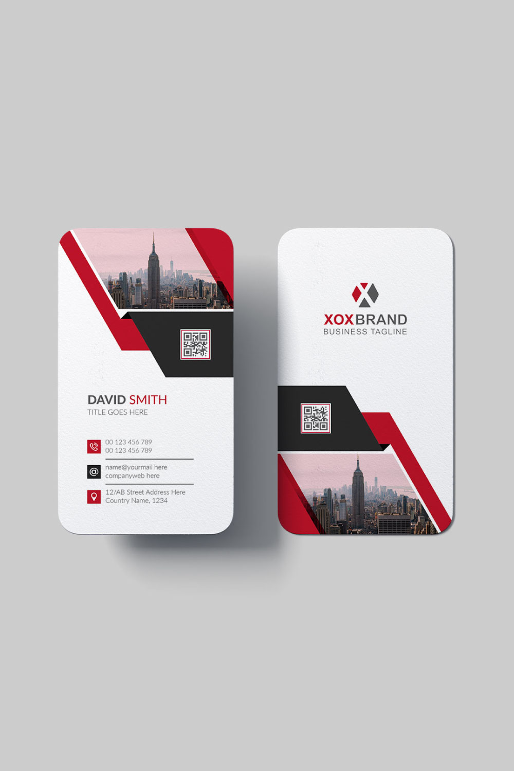 Minimal vertical business card design template pinterest preview image.