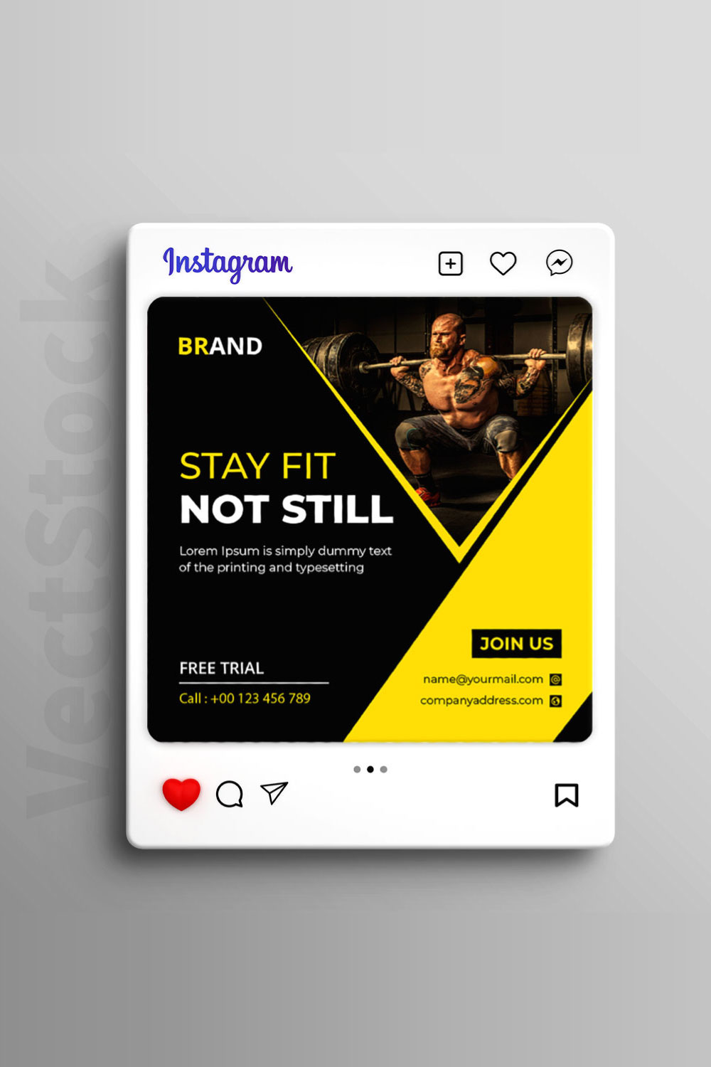 Fitness gym social media Instagram post and banner template design pinterest preview image.