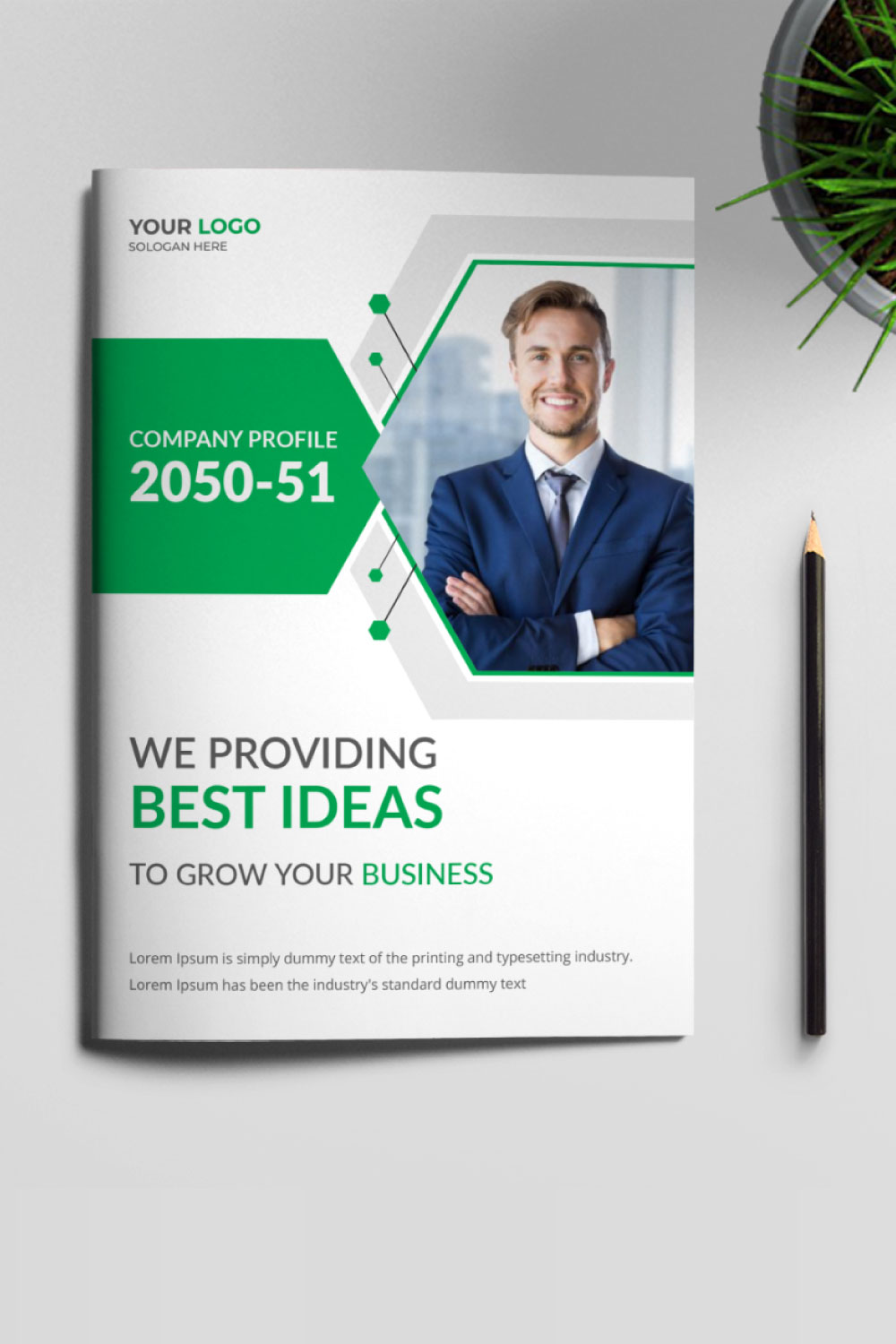 Bifold Business Brochure Design Template pinterest preview image.