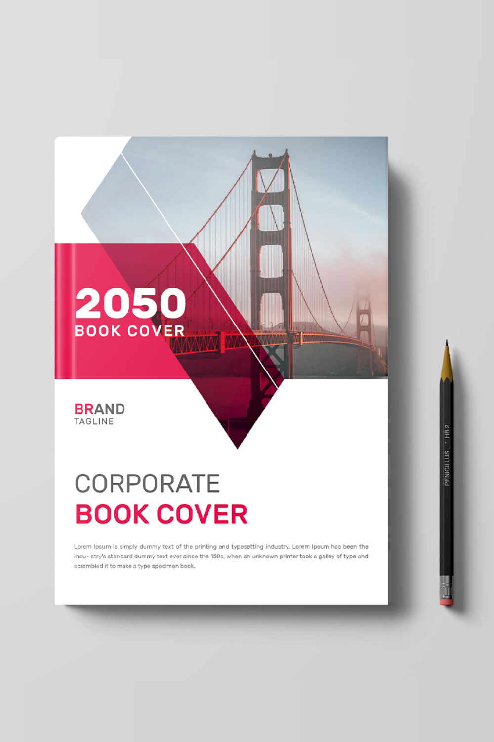Corporate book cover design template in a4 pinterest preview image.