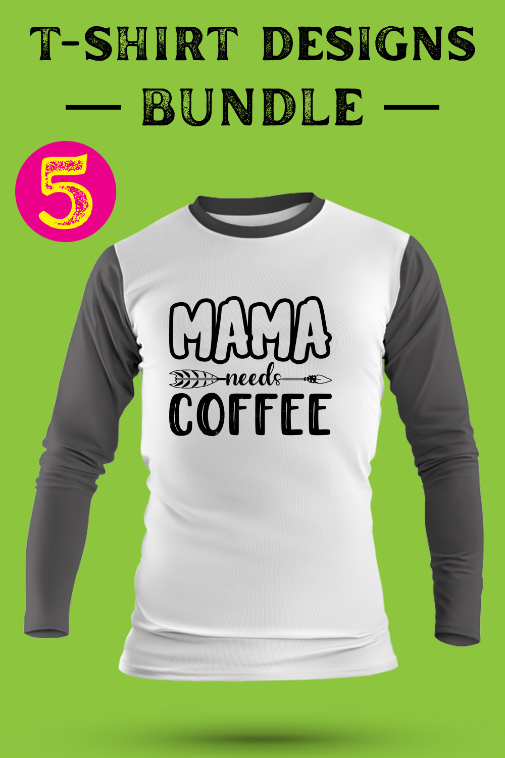 Coffee SVG T Shirt Designs Bundle pinterest preview image.