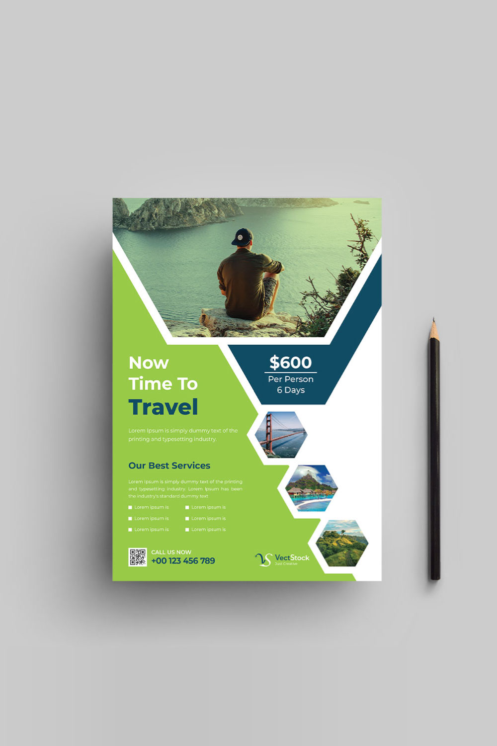 Travel flyer design template pinterest preview image.