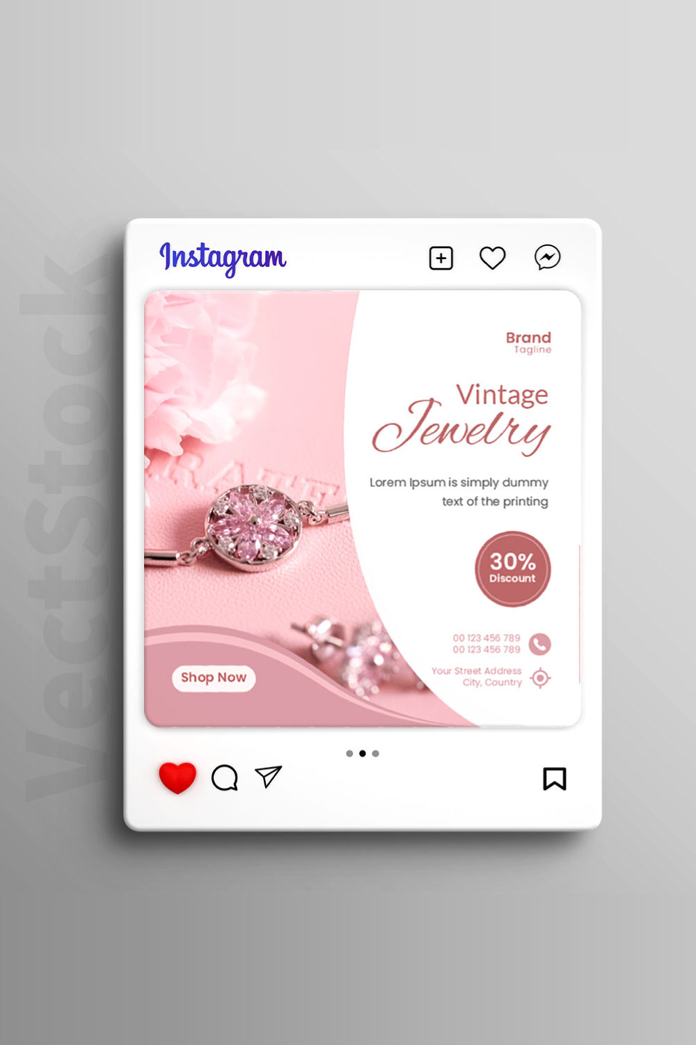 Jewelry social media instagram post pinterest preview image.