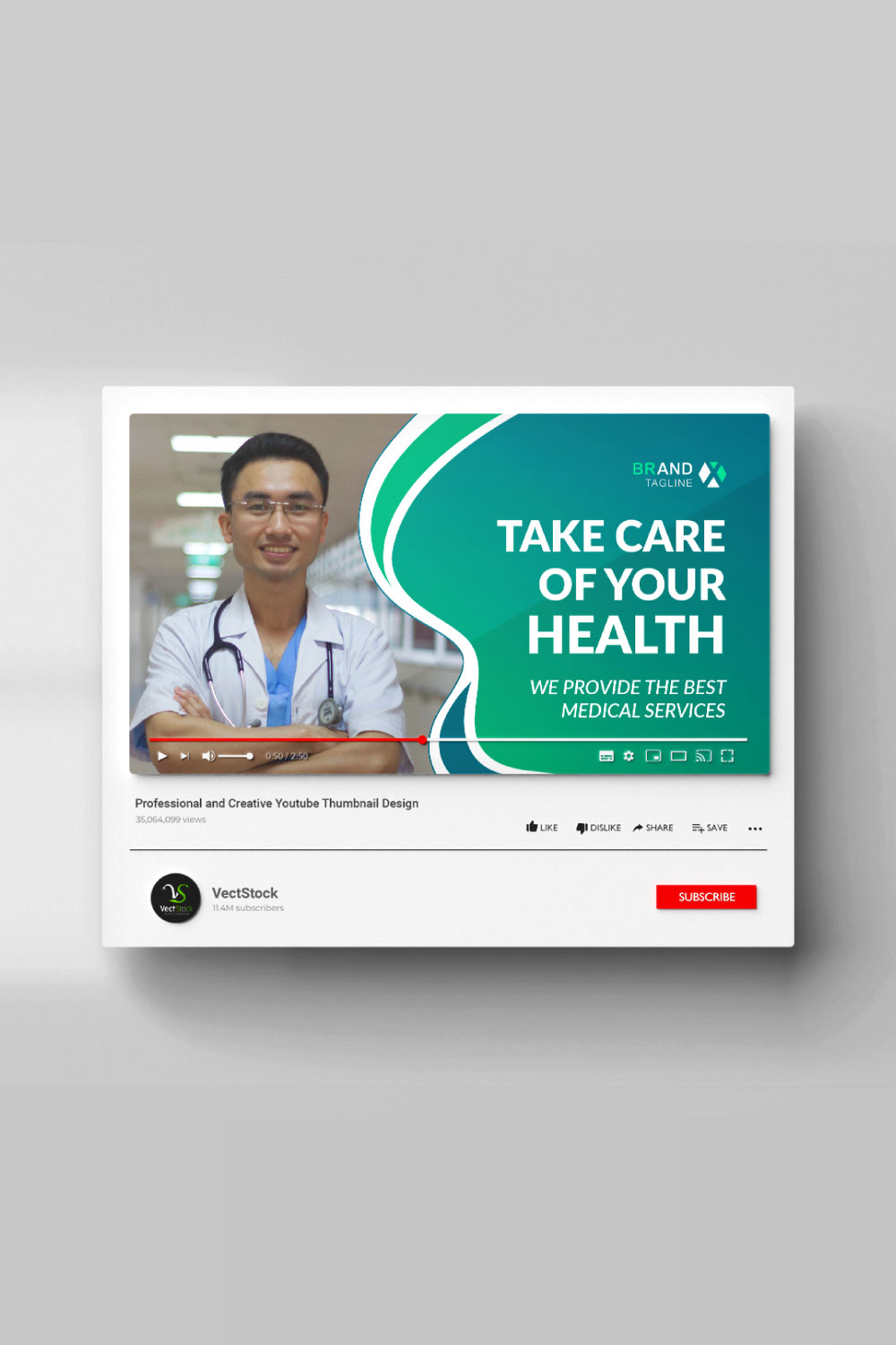 Medical Youtube thumbnail and social media banner design template pinterest preview image.