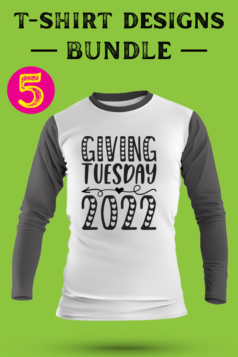 Giving Tuesday T Shirt Designs Bundle pinterest preview image.