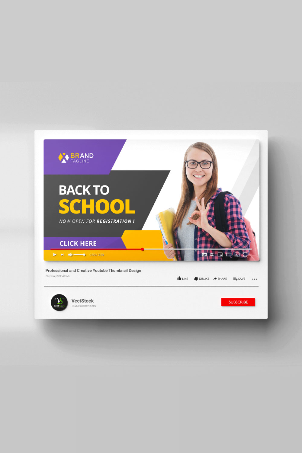 Back to school Youtube thumbnail design pinterest preview image.