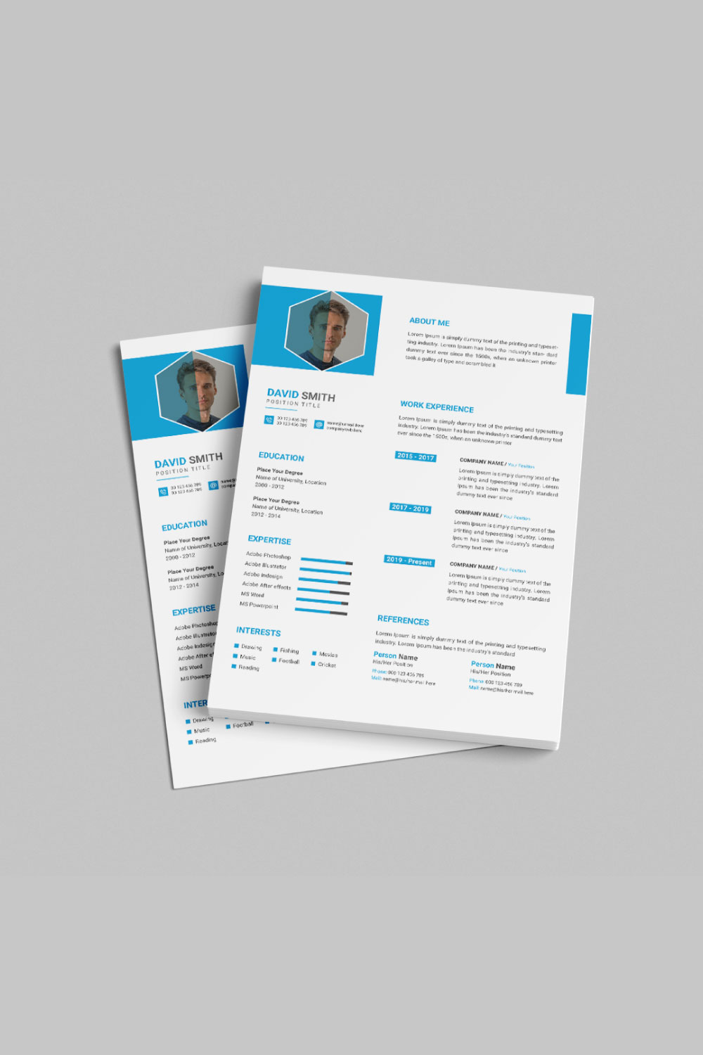 Resume design pinterest preview image.