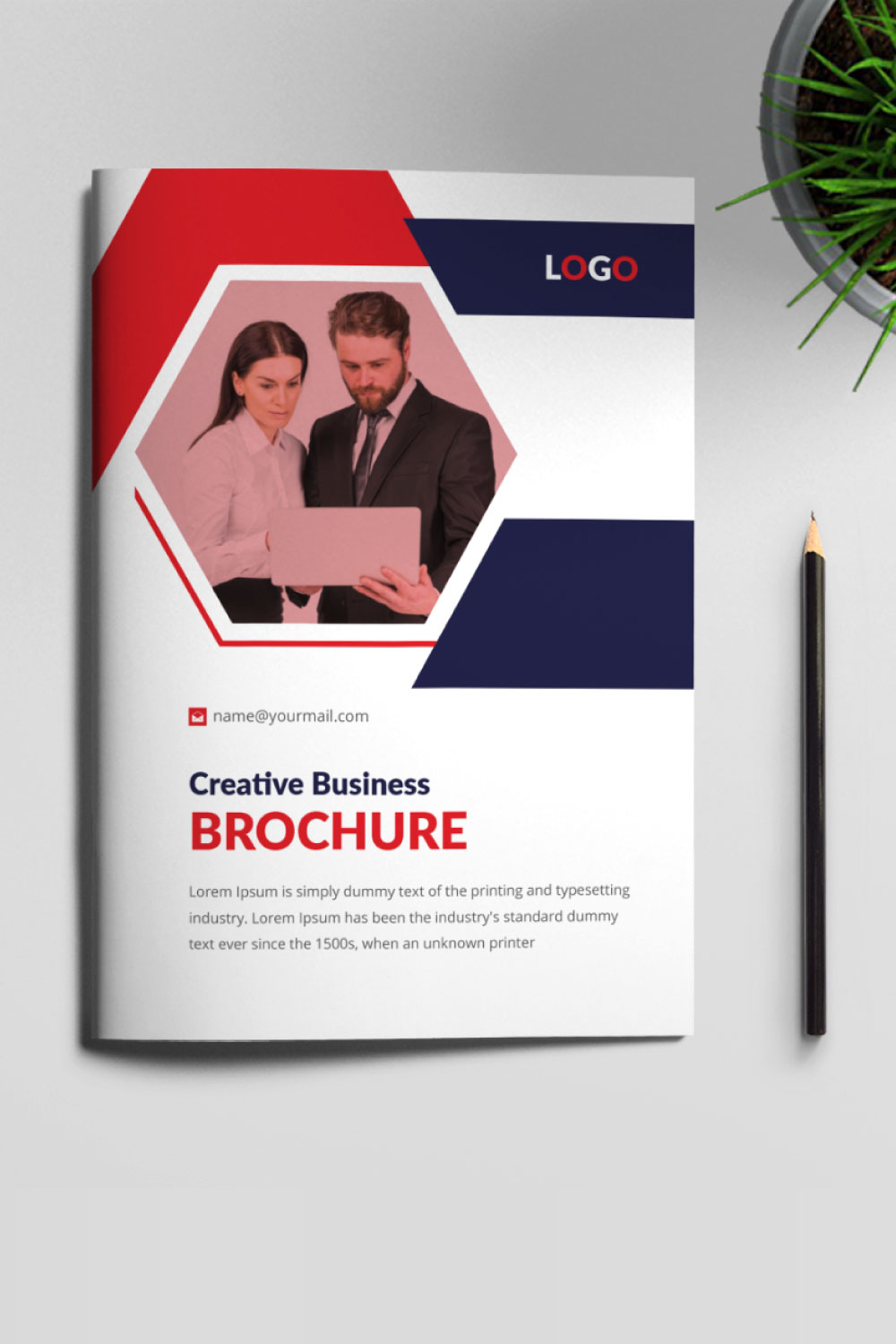 Bifold Brochure Design Template pinterest preview image.