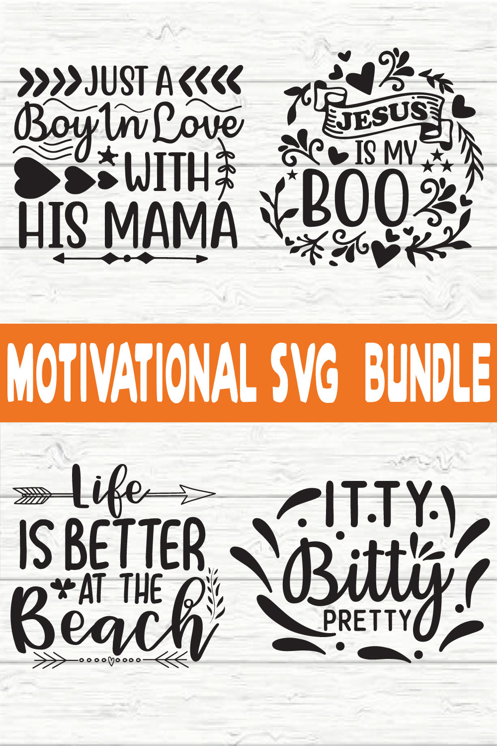 Motivational Typography Design Bundle vol 25 pinterest preview image.