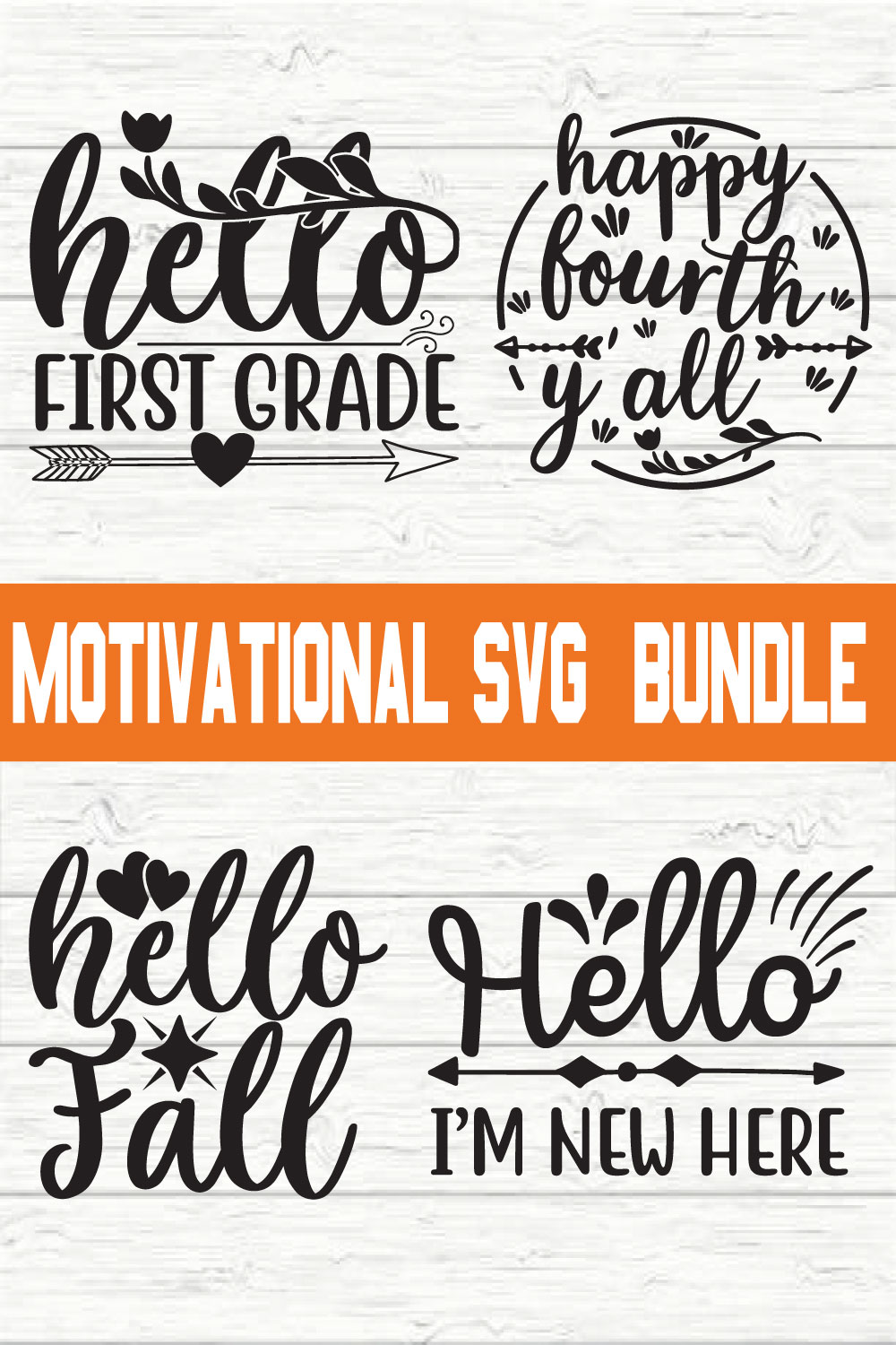 Motivational Svg Bundle vol 17 pinterest preview image.