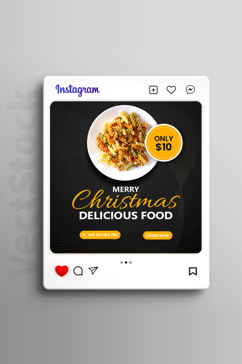 Christmas delicious food sale social media Instagram post template pinterest preview image.