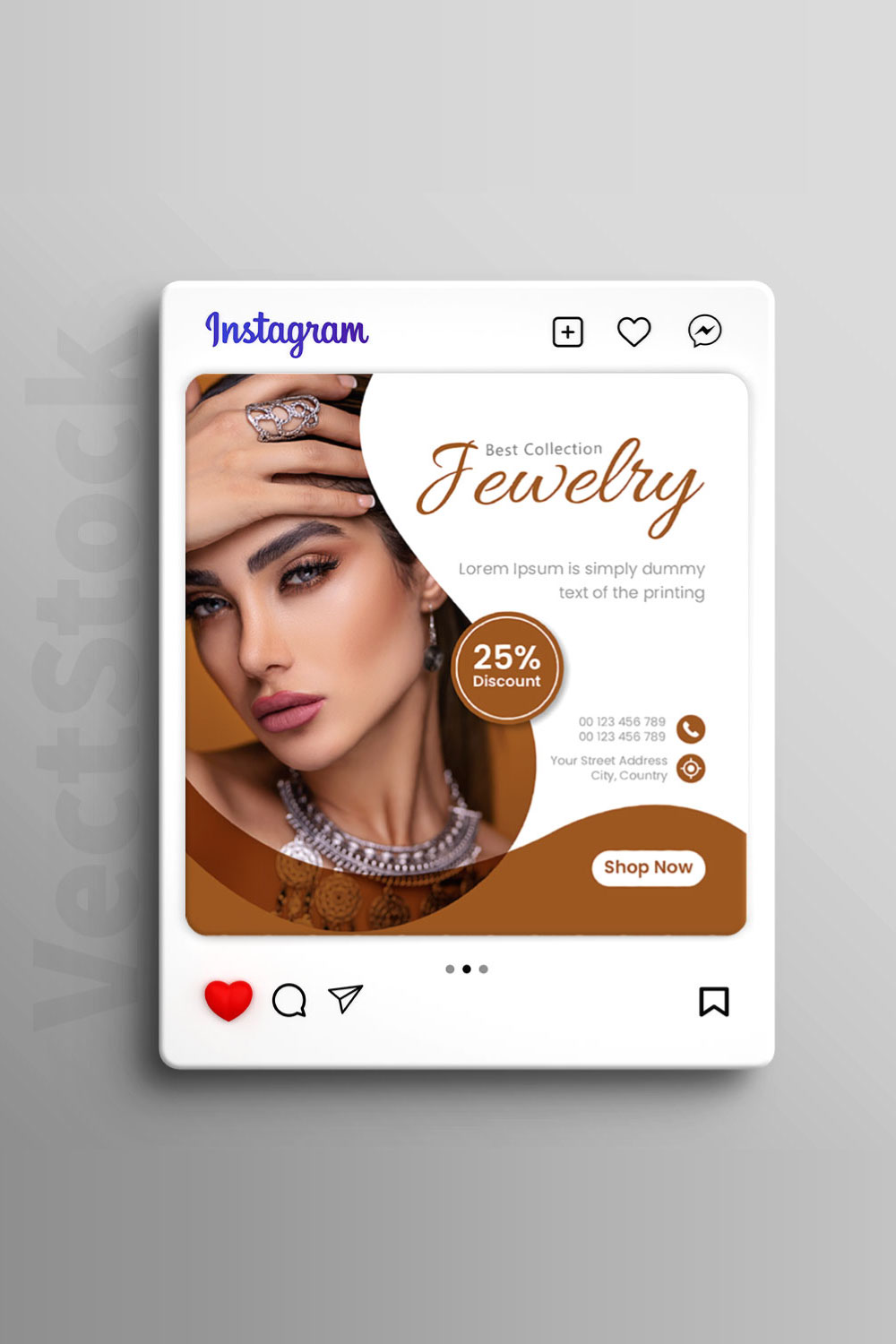 Jewelry social media Instagram post banner or square flyer design pinterest preview image.