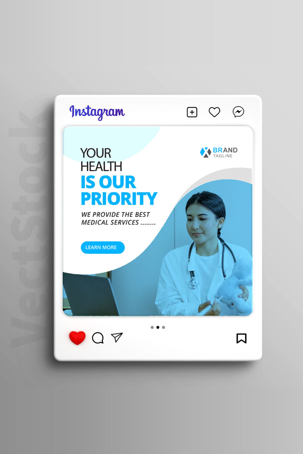 Medical social media Instagram post and banner template pinterest preview image.
