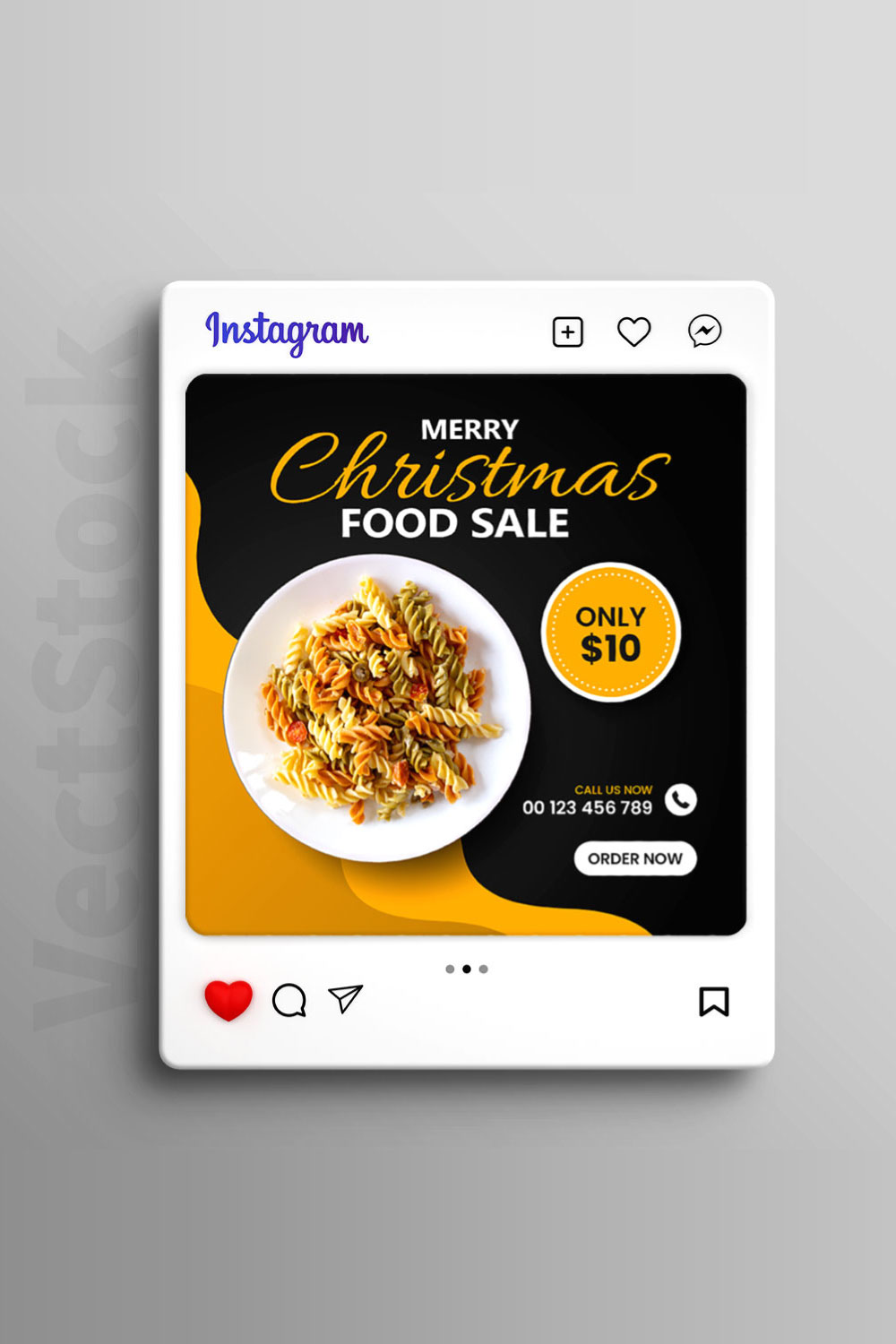 Christmas food sale social media Instagram post template pinterest preview image.