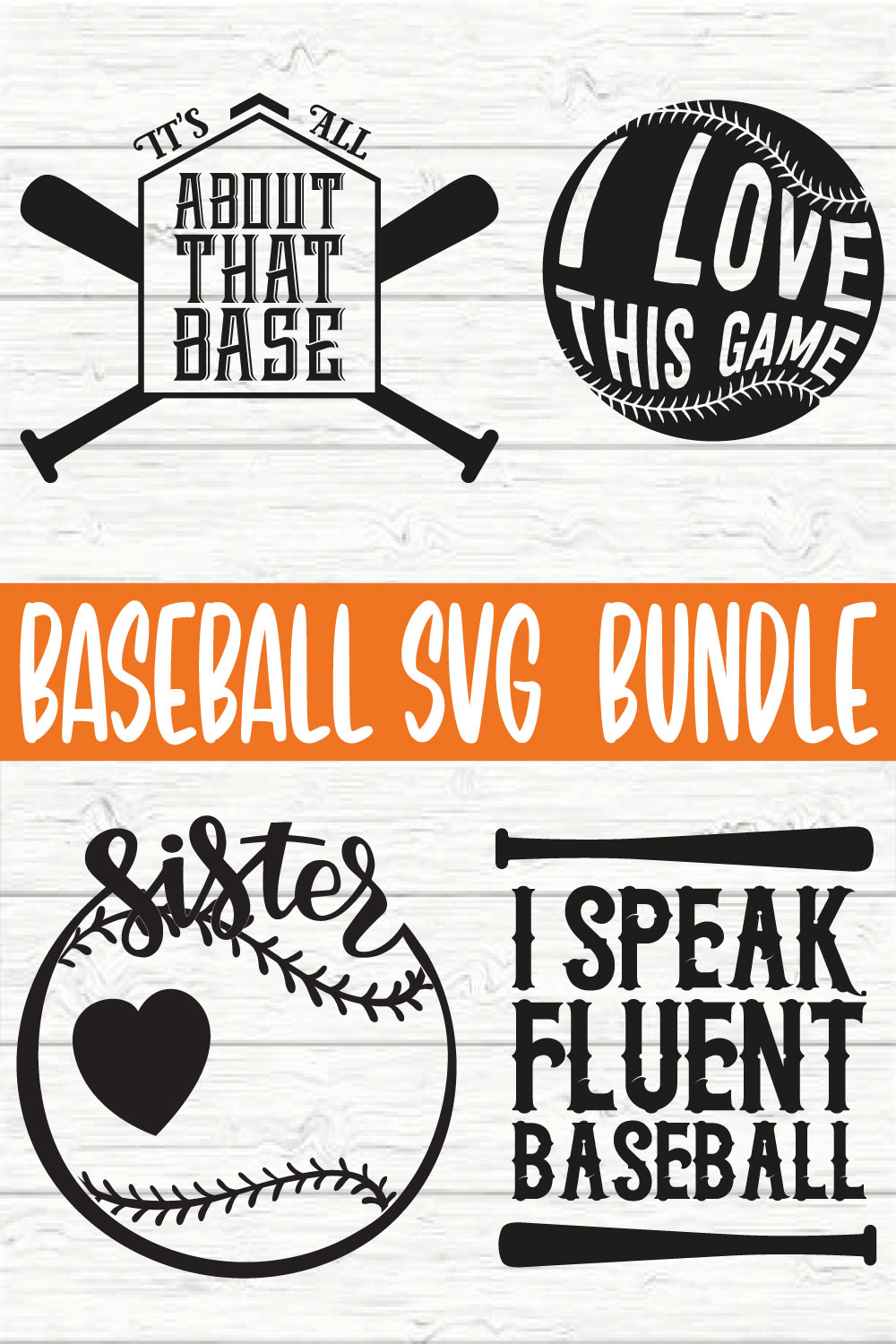 Baseball Typography Design Bundle vol 4 pinterest preview image.