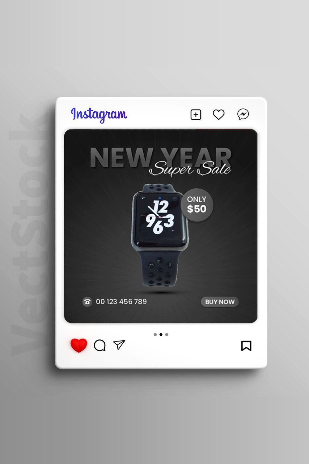 New year watch sale social media instagram post template pinterest preview image.