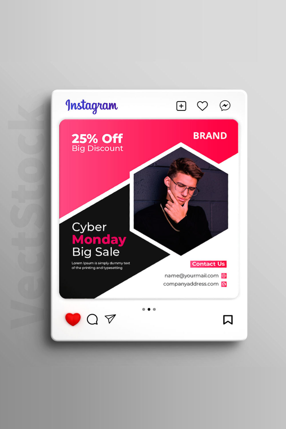 Cyber Monday big sale social media Instagram post and banner template design pinterest preview image.