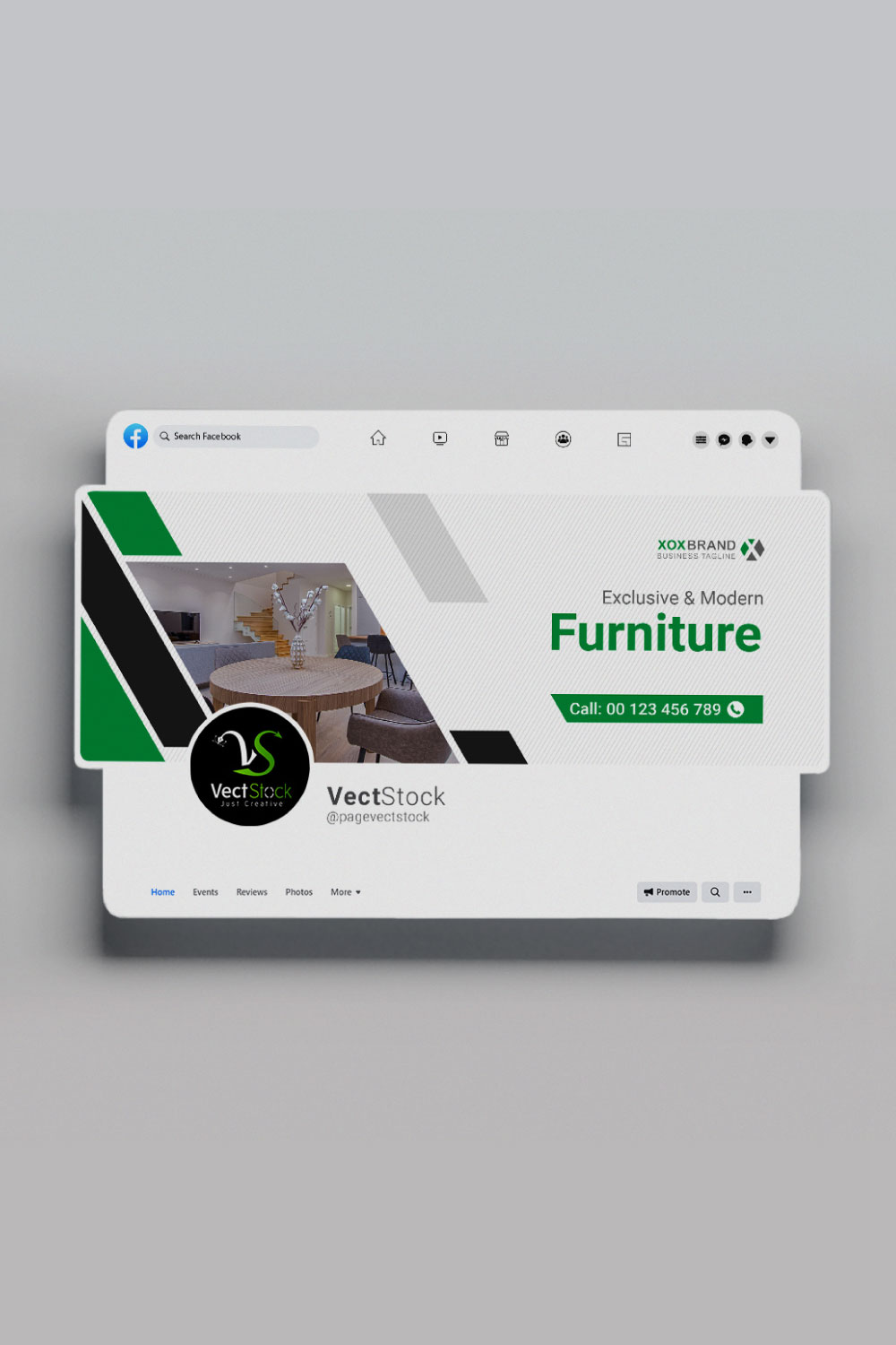 Furniture facebook cover page template pinterest preview image.