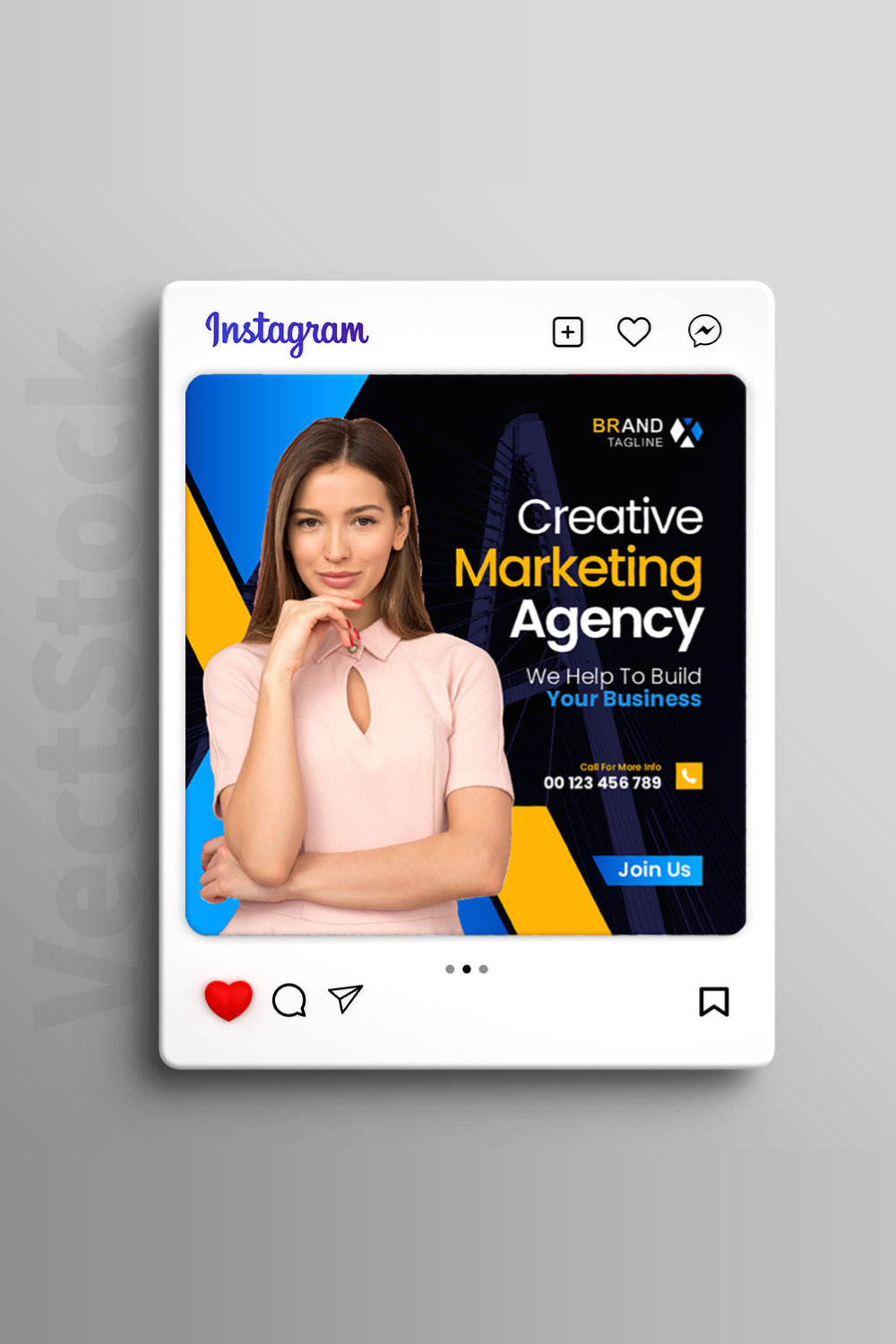 Digital marketing agency and corporate social media post template pinterest preview image.