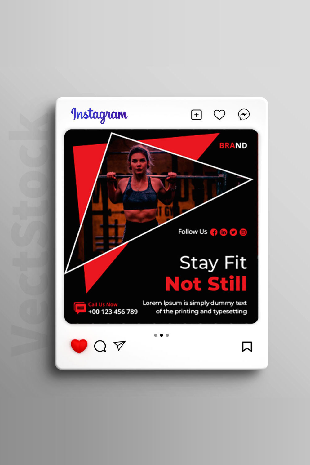 Fitness sports social media instagram post template pinterest preview image.
