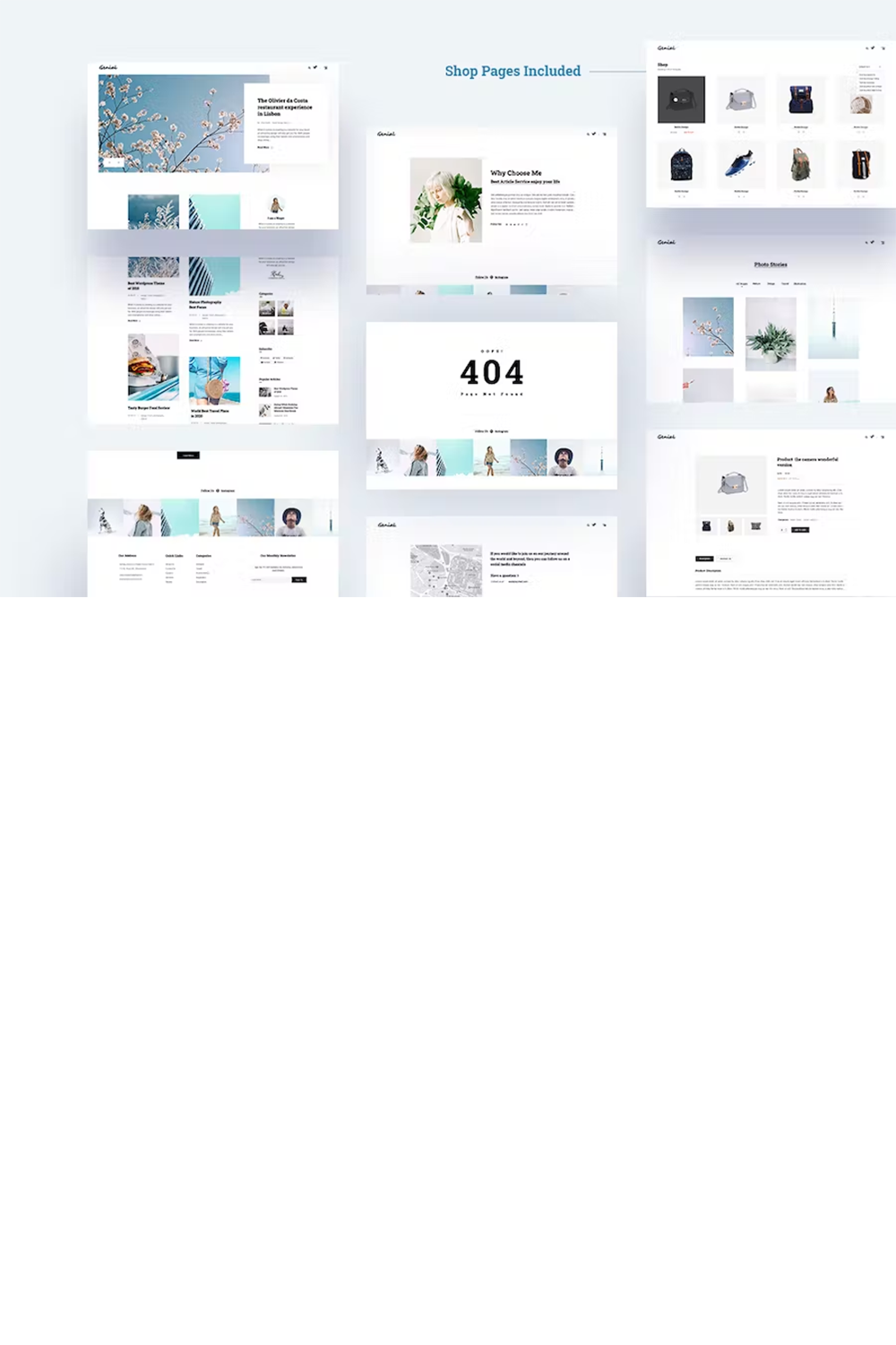 Free Genial Minimal Blog HTML Template pinterest preview image.