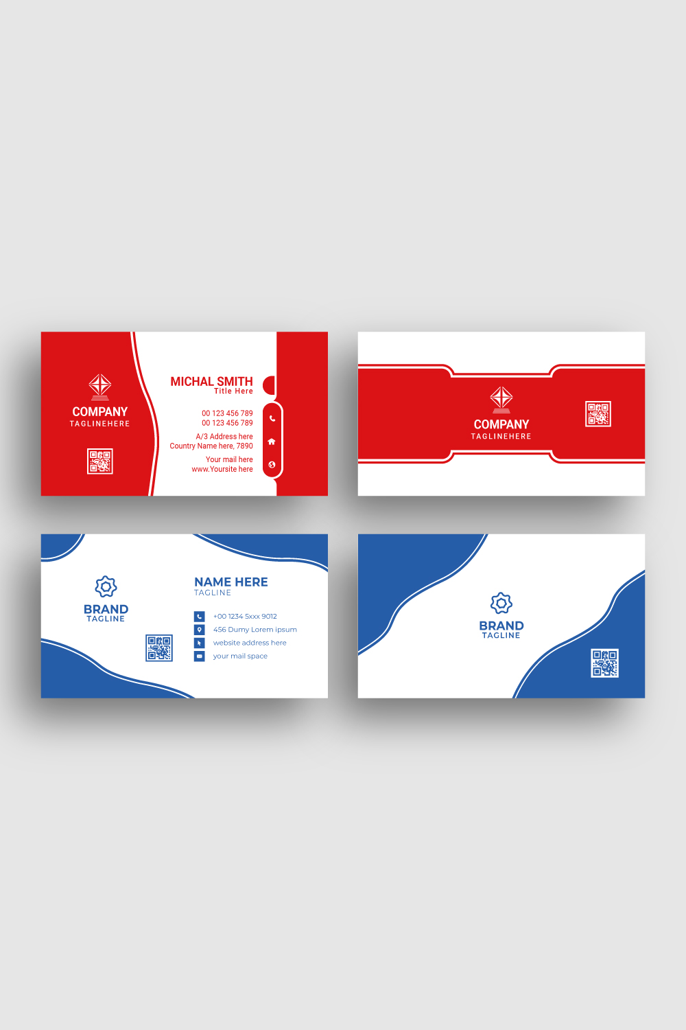 Two professional business card design templates pinterest preview image.