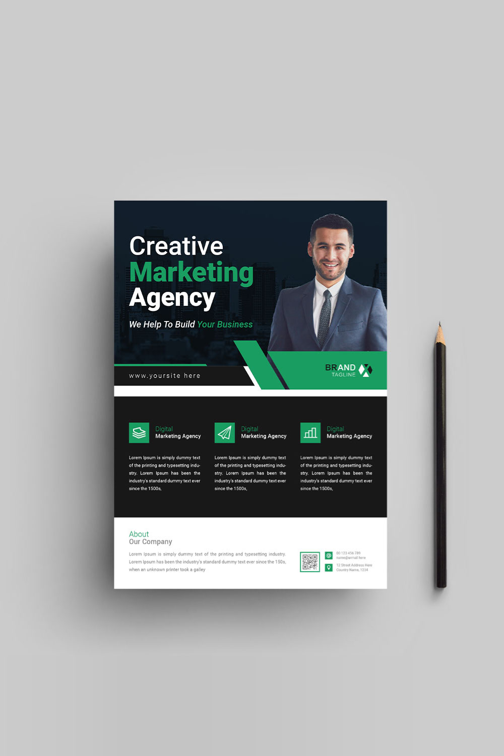 Business marketing agency flyer design template pinterest preview image.