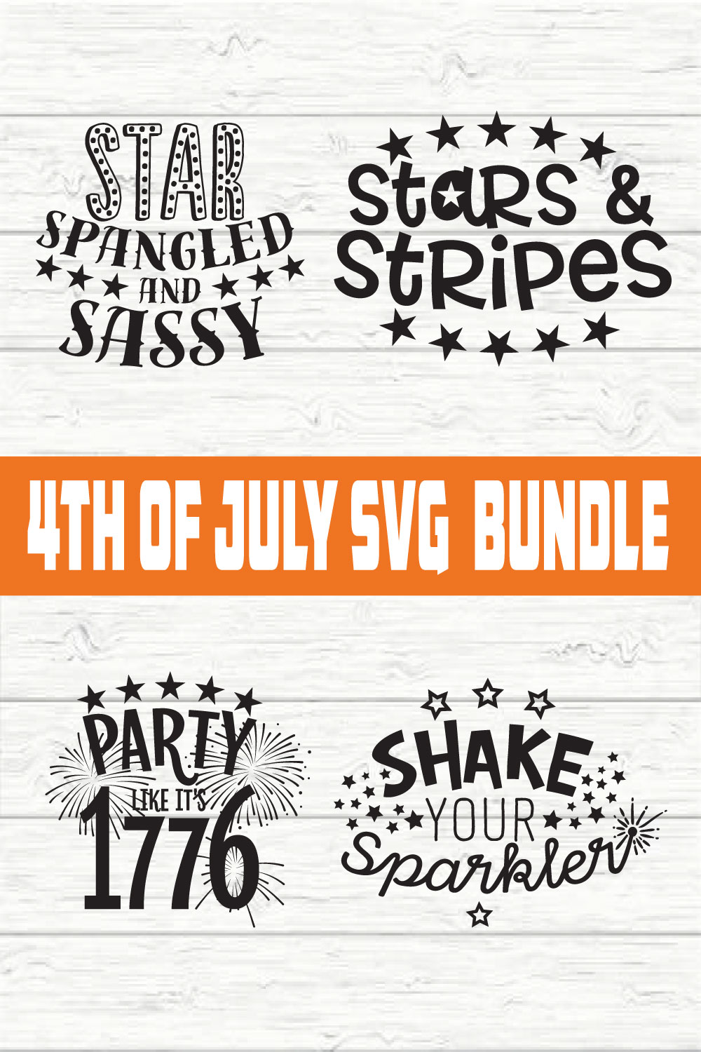 4th Of July Typography Bundle vol 8 pinterest preview image.